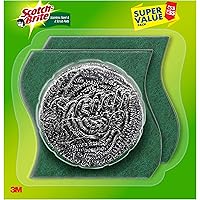 Scotch Brite Stainless Steel and Scrub Pad Combo, 1 Steel Scrubber (15g) + 2 Scrub pads