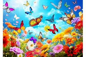 HUADADA Puzzle 1000 elementów dla dorosłych, kolorowe puzzle z motywem kwiatów i motyli