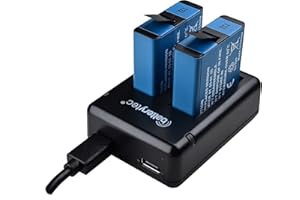 Batterytec Batteria di ricambio (2park) per GoPro HERO 8 Black, HERO 7 Black, HERO 6 Black, HERO 5 Black + kit caricabatteria doppio.