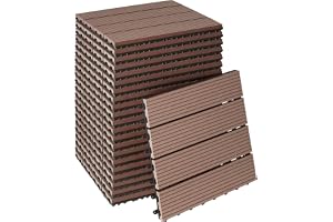 tectake® Terrassplattor 22-delars set 31x31 cm, halkfria balkongplattor med dränering, robusta och väderbeständiga golvplattor för balkong, uteplats och terrass - lättmonterade klickplattor