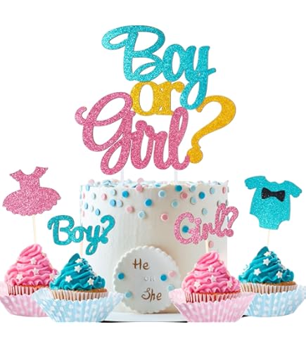 Cake Topper Lui O Lei Oro - Per Gender Reveal E Baby Shower - Foto 3