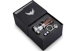 KNODOS Tamper de 58 mm, herramienta calibrada V2 de nogal espresso, autonivelación y diseño con resorte de 30 libras con base ondulada de acero inoxidable