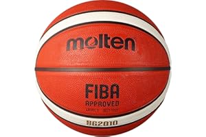 Molten BG2010 Deep Seams Premium Rubber Basketball, FIBA Approved, Indoor/Outdoor Play, Orange/Ivory