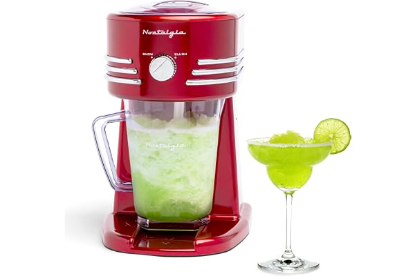 Nostalgi 40 oz Frozen dryckesstation perfekt för slushdrycker, snökoner, Margaritas, Daiquiris, blad i rostfritt stål, sladdförvaring, retro