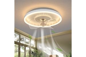 ‎AOEH AOEH Deckenventilatoren Mit Beleuchtung LED Dimmbar Deckenlampe Mit Ventilator 6 Wind Modern Runde Leise Fan Deckenleuchte Mit Fernbedienung,47w Weiß Deckenventilator Für Schlafzimmer Wohnzimmer,40cm