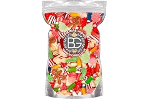 BARGAIN GATEWAY BG Christmas Wishes Pick & Mix Sweets - Retro Xmas Candy Sweeties Christmas Pick n Mix Jelly, Gummy, Fizzy Santa Xmas Assortment, 800g Gift Pouch