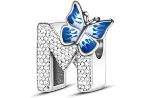 XWN Ciondolo lettere A-Z per bracciale, argento 925, compatibile con Pandora e braccialetti/collane europei, per donne/ragazze X223.