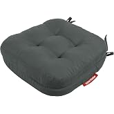 XPERMATE &Ccedil;ift Kat Sandalye Minderi Fermuarlı Yıkanabilir Kılıf Bağcıklı Su ve Yağ İtici 42x42x8 cm (ANTRASİT)