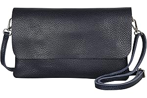 AMBRA MODA AmbraModa GLX11 - Damen Umhängetasche, Clutch, Handytasche aus echtem Leder mit abnehmbarem und verstellbarem Schultergurt, geeignet für Handys und Tablets bis zu 7 Zoll