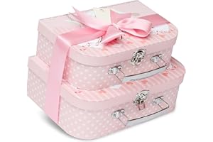 BABY BOX SHOP 2 valigette con nastro di raso e targhetta per messaggi, scatole dei ricordi