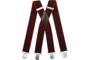 Olata Bretelles Extra Larges en X pour Hommes avec Pinces Noires ou Argentées et Tissu Épais - 5 cm