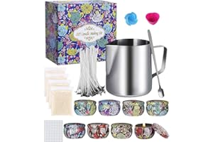 FEIXIA Coffret Cadeau kit de Fabrication de Bougies, Cire d'abeille 8 boîtes de Conserve pour Bougies Bricolage, 135 Ensembles de Bougies parfumées 50 mèches de Cire avec Support