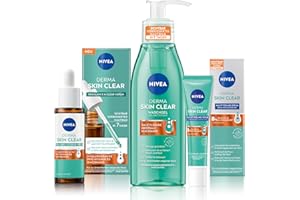 ‎NIVEA NIVEA Derma Skin Clear Routine Set mit Rebalance & Clear Serum, Nachtpeeling Serum & Waschgel, Gesichtspflege für unreine Haut mit Salicylsäure & Niacinamid