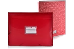 Office Box - Pack Vuelta al Cole: Carpeta Clasificadora PLUS COLORLINE - Con Apartado Para Cuaderno - 12 Divisiones + Carpeta 4 Anillas 25 mm – by Colorline (Rojo + Carpeta Anillas)