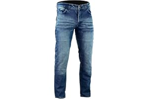 Bikers Gear Australia KJ0018-34R Kevlar Lined Protective Classic – Vaqueros para motorista, CE protección, Azul (Stone Wash Denim), Talla 34R (L 42” /W 17”)