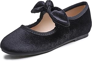 Feversole Strap Bow Girls Cute Dress,Ragazze Mary Jane Strap Scarpe Basse Ballerine da Principessa Scarpe da Scuola Piatte