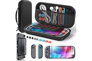 KLIPDASSE Étui pour Nintendo Switch 2, Pochette Housse pour Nintendo Switch 2, Étui Accessoires Switch 2 avec Protège-Écrans HD [7,9 Pouces], Coquille de Cristal, Kit Anti-Poussière et 4 Embouts pour Joysticks