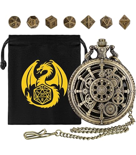 Dés Roulette 7-en-1 Dragon – Métal Alliage Zinc – D4 D6 D8 D10 D12 D20 Et D% – Pour D&D Et Jeux De Rôle – Coffret Cadeau