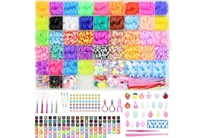 AOKITO 3800 Elastique Bracelet Kit, 40 Couleurs Bricolage Élastique Loom Bands Kit pour Enfant avec Pendentifs, Clips, Perles, Boîte de Rangement, pour Fille Garçon Enfants