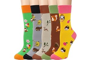 Chalier Cozy 5 Pairs Women Socks Cute Cat Dog Ladies Sock Animal Themed Patterns Gifts for Women Novelty Funny Cotton,One Size(Z8-polar theme)