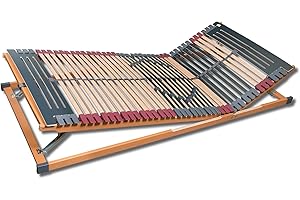 ‎FMP MATRATZENMANUFAKTUR 7 Zonen Lattenrost Rhodos® KF | Kopf- und Fußteil verstellbar | 44 Leisten | Kautschukkappen | Querholme BUCHE massiv | Mittelgurt | fertig montiert | TÜV/GS Geprüft ID 1111212908 | 70 x 200 cm
