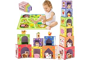 TMGOT Toys for 1-2-3 Year Old Boys Girls: Toddler Learning Toys for 1-3 Year Old Kids Girl 1st Birthday Baby Gifts 12-18 Months Montessori Toys Farm Animals Presents for 1 2 3 Year Old Stacking Nesting Set