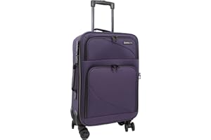 Bordlite Lightweight 4 Wheel Purple Suitcase Soft Luggage Travel Cabin Bag, Easy Roll Suitcase - Purple - Small