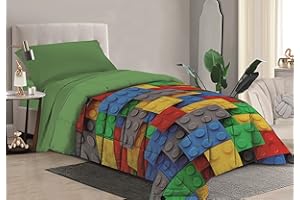 il dolce stile della tua casa copriletto trapuntato multicolor 100 grammi cameretta bambino/a lego costruzioni piazza e mezza (lego piazza 1/2)