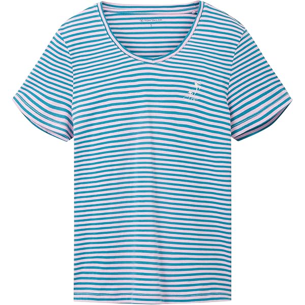 TOM TAILOR 1045563 T-Shirt, 37375-flawless Blue Regular Stripe