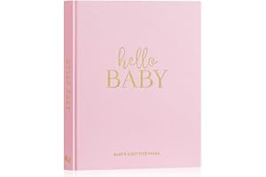 Lanpn Livre de Naissance Bébé Fille Garçon - Livre de Naissance Bebe 154 Pages Première Année à 5 Ans - Album Photo Journal Naissance Bébé pour Coller Photos Écrire Cadeau Naissance, Anglais, Rose