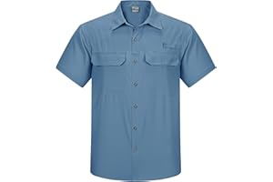 Outdoor Ventures Męska koszula z krótkim rękawem, ochrona przed promieniowaniem UV, wodoszczelna, szybkoschnąca, funkcjonalna koszula do wędrówek, wędkowania, podróży, safari