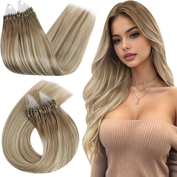 Micro-Ring Haarverlängerung – 300 Strähnen, 50 Cm, Schwarz, 0,5 G, Remy Echthaar