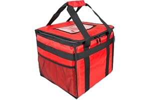 LEDSA MART HFB30L Wärmespeichertasche für Pizza, Imbiss-Restaurant, Picknick, indisch, Chinesisch, Kebab, Catering, Liefertasche, thermisch isoliert, 32 x 32 x 30 cm, Rot