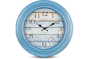 eYotto 18inch Garden Clock Outdoor Waterproof Large Wall Clock with Thermometer & Hygrometer, Battery-Operated Silent Non-Ticking for Patio, Pool, Bathroom, Garden, Beach House Decorative, Oversized