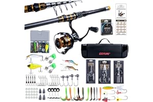Goture Fishing Telescopic Rod and Reel Combos, 1.8M-2.7M Telescopic Fishing Pole, 5.2:1 Spinning Reel Line Lures Set with Carrier Bag, Fishing Spinning Combo for Starter Travel Saltwater Freshwater