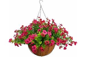 BO WAWA Home Decoration Silk Fabric Fake Flowers DIY Chain Hanging Basket Parlor Garden Wedding Ornaments Cute Pink Artificial Flower Eucalyptus Magnolia (Pink- Big basket)