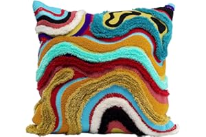 Kare Design cuscino decorativo Waves Multi, 45x45cm, multicolore, strutturato ad onde colorate, con cerniera, cucino da divano/letto/sedia, stile etno/boho