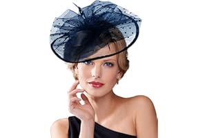 Dodheah Fascinator Cappello Donna Cappelli Cerimonia Piuma Velo Vintage Fascinators Fascia Copricapi Sposa Clip per Matrimonio Eventi Cocktail Ascot