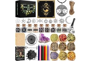 LAVEVE Witchcraft Supplies Kit Spells, Rich Magical Box Include Dried Herbs, Crystal Jars, Colored Candles, Parchment, Wiccan Supplies & Tools, Beginner Witchcraft Kit Witch Stuff Pagan, Rituals