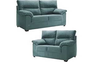 Tanuk Conjunto de Sofás DELLING 3 Y 2 PLAZAS Turquesa Desenfundable Fabricado en España Sistema de Limpieza ACUALINE