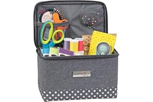 Everything Mary Collaspible Sewing Kit Organizer Box, Heather - Supplies Storage Basket for Supplies and Accessories - Organization for Thread, Needles, Notions & Scissors - Portable Craft Caddy