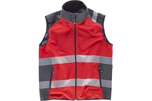 WORKTEAM CREATING STYLE AT WORK WORKTEAM Chaleco Softshell de Trabajo Alta Visibilidad, Cintas Reflectantes Discontinuas, Cortavientos, Impermeable e Interior de Alta Capacidad Térmica. Unisex