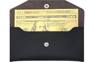 Molain Portefeuille d'enveloppe de trésorerie, pochette d'argent en cuir PU Enveloppe budgétaire réutilisable Système d'enveloppe de portefeuille de trésorerie 7,2 x 3,6 po (le noir)
