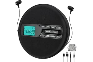 CTDZLED Tragbarer CD-Player mit Dual-Lautsprechern | Antischock, USB/AUX, LCD-Display | 5 EQ-Modi, A-B Repeat, 10 Geschwindigkeiten | Mobiler Musikplayer in Schwarz