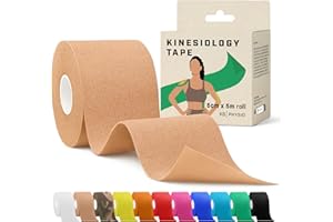 KG PHYSIO Kinesiology Tape 5m Roll [2024 Edition] - Sports and Medical Tape for Joint and Muscle Support, Multipurpose KT Tape, Body Tape, Boob Tape, Physio Tape, Sports Tape, Trans Tape, Athletic Tape - Beige