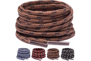 Miscly Cordones Redondos para Botas de Trabajo y Zapatos de Senderismo [3 pares] Trenzas Resistentes de 3mm de Diámetro