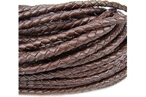 ESNADO Lederschnur Rund geflochten 5 mm. Braun 2 m - Länge: wählbar
