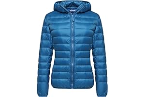 Wantdo Piumino Leggero Ripiegabile Giacca con Cappuccio Antivento Giubbotto Corto Slim Fit Capispalla da Montagna Caldo Invernale Donna