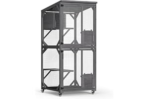 Wiltec Recinto para Gatos 74 x 78 x 180 cm con Ruedas, Niveles múltiples, Doble Puerta y Estructura Resistente para Interiores y Exteriores