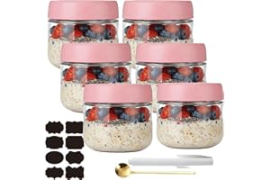 CNKHDZ 6 st Overnight Oats-glas, Overnight Oats-glas med lock, måltidsförberedelse, återanvändbara burkar för hemlagad marmel